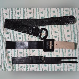 Set of Three Black Belts with Buckles